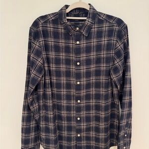 All Saints Blue Plaid Casual Button Down Shirt